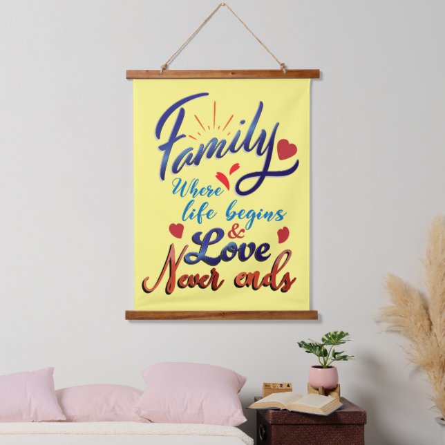 Family, Love Never Ends Wall Tapstry Hanging Tapestry (Bedroom)