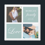 Family Love | Personalised Photo Magnet<br><div class="desc">Pastel colour palette two photo customised photo magnet with elegant script "love" and "family" and your own monogram and date. Beautiful personalised home decor accent or a gift for your friends and family</div>