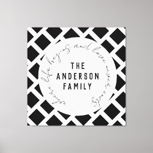 Family Love Quote Modern Black and White Canvas Pr