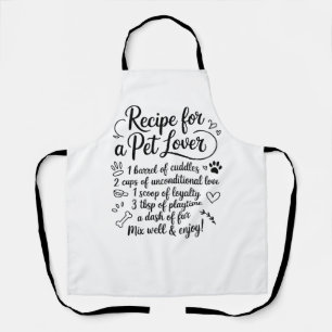 Family Love Recipe for a Pet Lover Kitchen Cooking Apron