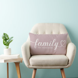 Family Love Script Lilac Purple Custom Monogram Lumbar Cushion