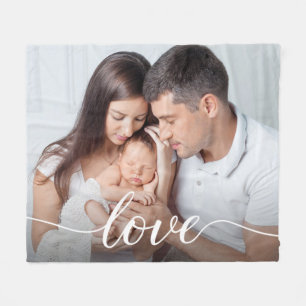 Family Love Script Personalised Photo Fleece Blanket