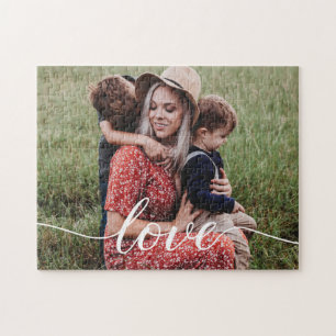 Family Love Script Personalised Photo Jigsaw Puzzle