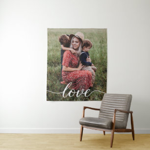 Family Love Script Personalised Photo Tapestry