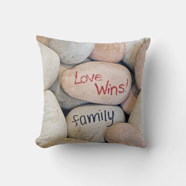 family love sign on stones cushion (Front)