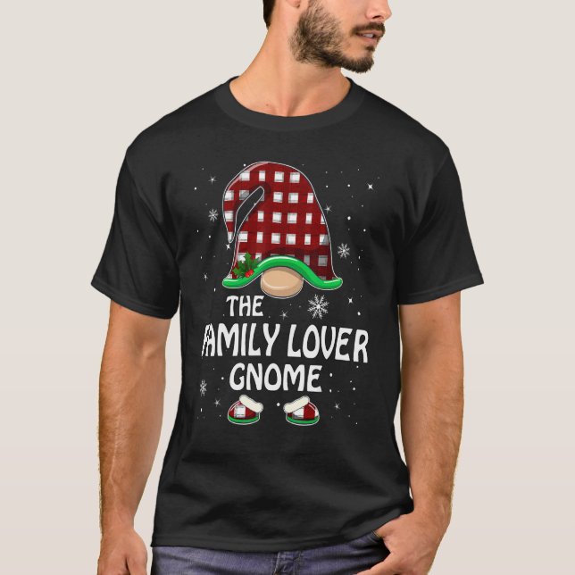 Family Lover Gnome Buffalo Plaid Matching Family C T-Shirt (Front)