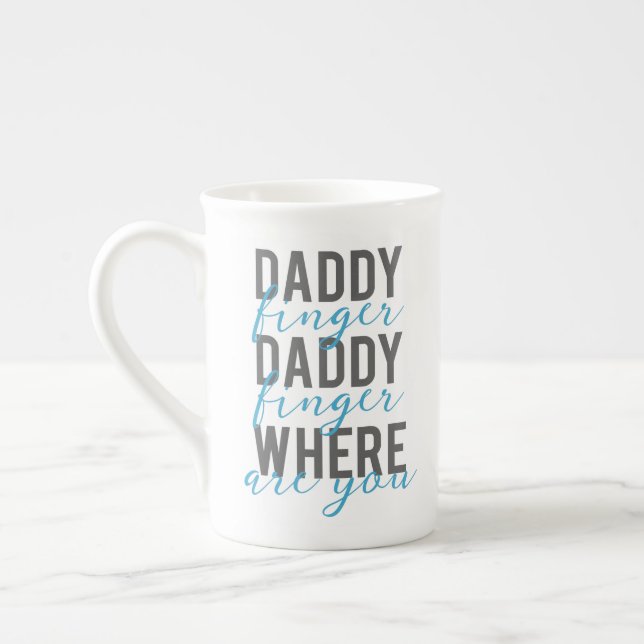 Family Lyric Song Funny Daddy Finger Where Are You Bone China Mug (Left)