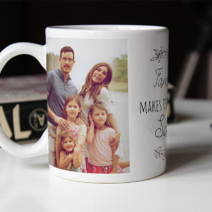 Family makes the world safer photo collage script coffee mug
