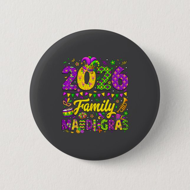 Family Mardi Gras 2026 Fat Tuesday Family Matching 6 Cm Round Badge (Front)