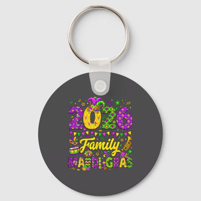 Family Mardi Gras 2026 Fat Tuesday Family Matching Key Ring (Front)