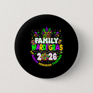 Family Mardi Gras Crew 2026 Carnival Trip Matching 6 Cm Round Badge