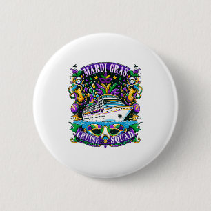 Family Mardi Gras Cruise Squad Vacation Trip Ship  6 Cm Round Badge