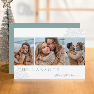 Family Marquee Happy Holidays Three Photo Holiday Card