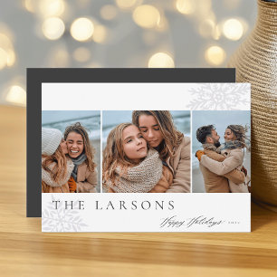 Family Marquee Happy Holidays Three Photo Holiday Card