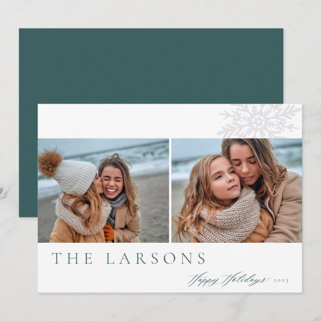 Family Marquee | Happy Holidays Two Photo Holiday Card (Front/Back)