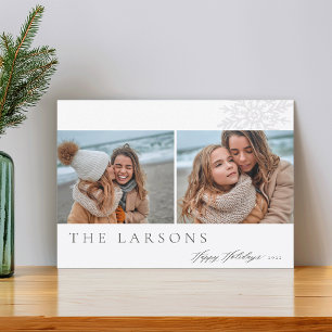 Family Marquee Happy Holidays Two Photo Holiday Card