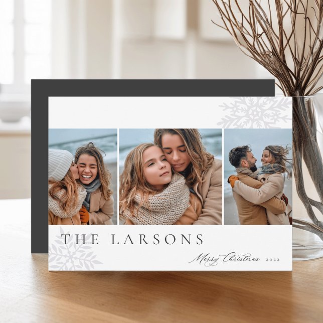 Family Marquee | Merry Christmas Three Photo Holiday Card (Creator Uploaded)