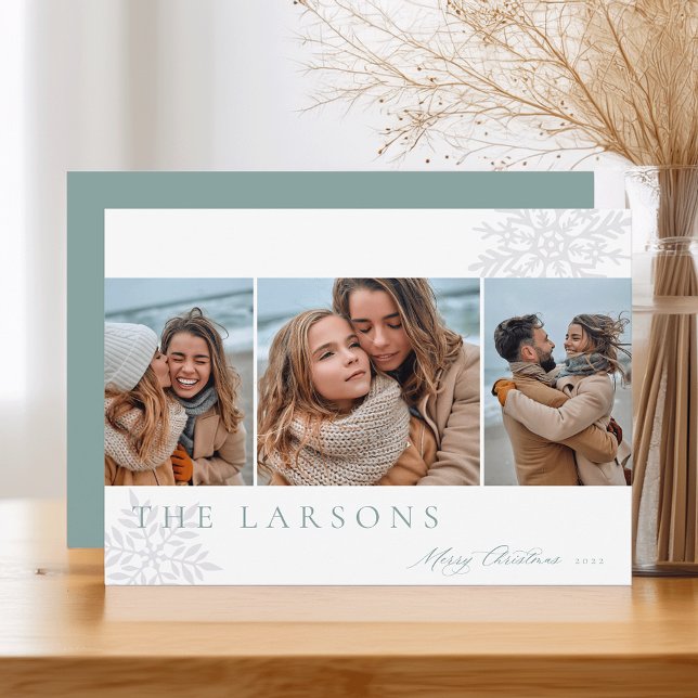 Family Marquee | Merry Christmas Three Photo Holiday Card (Creator Uploaded)