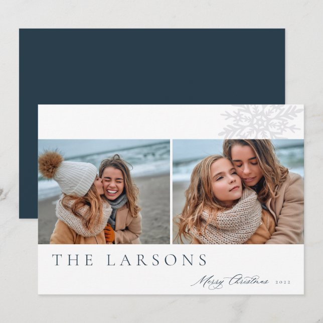 Family Marquee | Merry Christmas Two Photo Holiday Card (Front/Back)