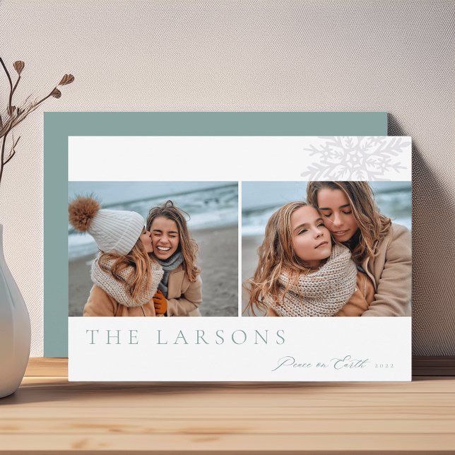 Family Marquee | Peace on Earth Two Photo Holiday Card (Creator Uploaded)