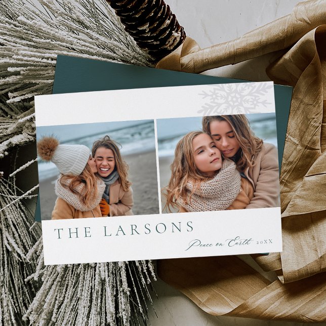 Family Marquee | Peace on Earth Two Photo Holiday Card (Creator Uploaded)