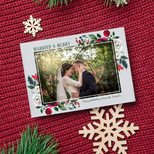 Family Married & Merry Christmas Holiday Card