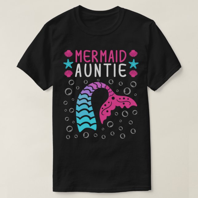 Family Matching Birthday Mermaid Auntie T-Shirt (Design Front)