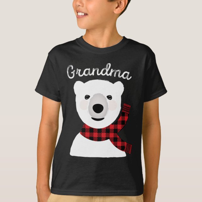 Family Matching Christmas Grandma Plaid Bear Gift  T-Shirt (Front)