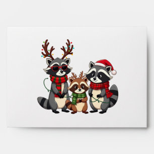 Family Matching Christmas Raccoons Santa Hat Envelope