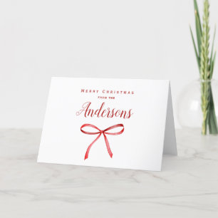Family matching Christmas - red ribbon Holiday Card