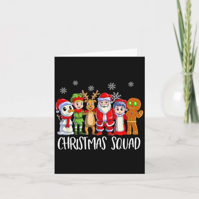 Family Matching Christmas Squad Santa Reindeer Elf Card (Front)