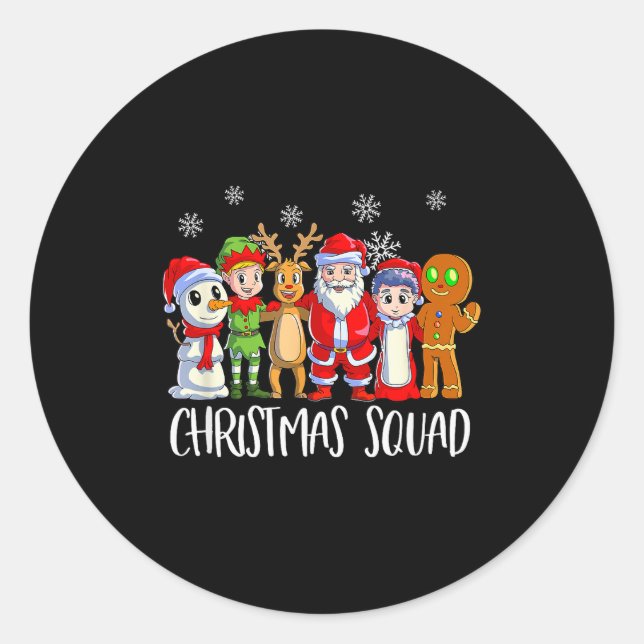 Family Matching Christmas Squad Santa Reindeer Elf Classic Round Sticker (Front)