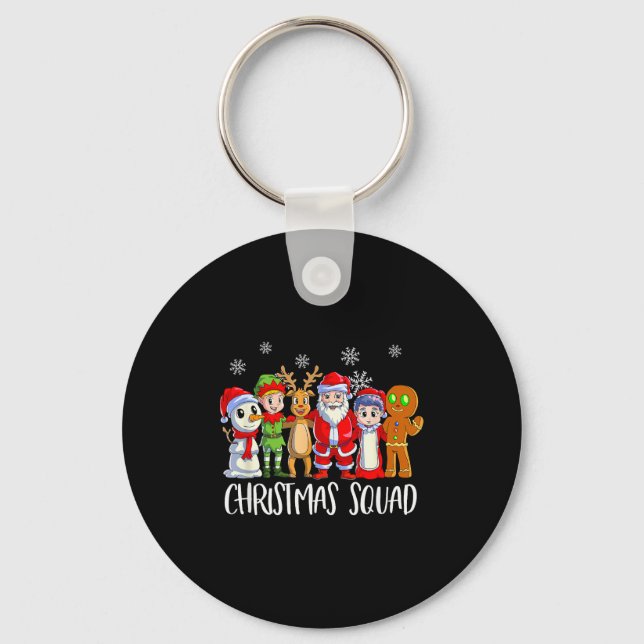 Family Matching Christmas Squad Santa Reindeer Elf Key Ring (Front)