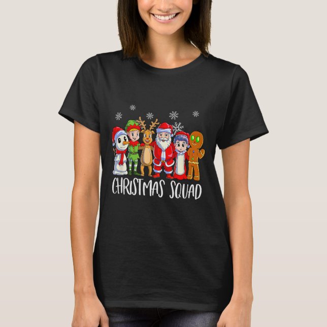 Family Matching Christmas Squad Santa Reindeer Elf T-Shirt (Front)