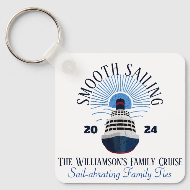 Family Matching Cruise Vacation Name & Year Key Ring (Front)