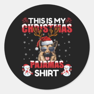 Family Matching Funny Xmas Pajama German Shepherd Classic Round Sticker