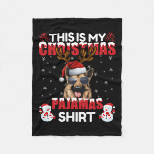 Family Matching Funny Xmas Pajama German Shepherd Fleece Blanket