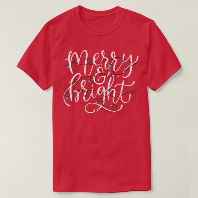 Family Matching Merry And Bright Holiday Christmas T-Shirt (Design Front)