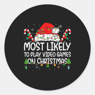 Family Matching Most Likely To Play Video Games On Classic Round Sticker