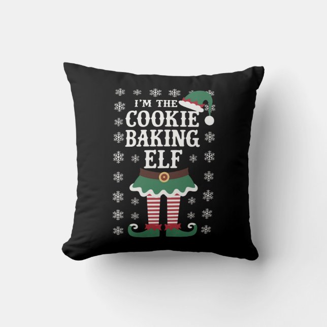 Family Matching The Cookie Baking Elf Christmas Cushion (Front)