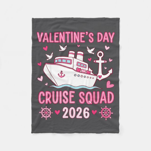 Family Matching Valentines Day Family Cruise Squad Fleece Blanket (Front)