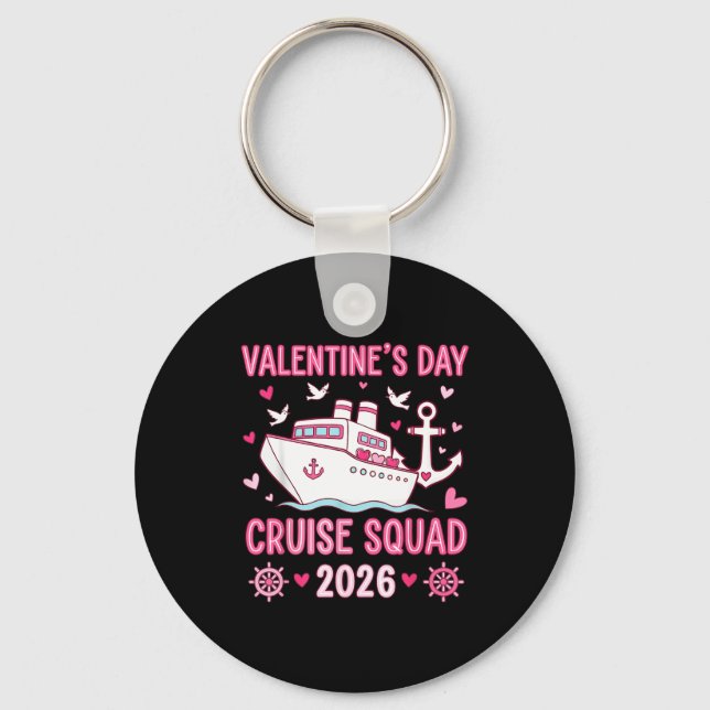 Family Matching Valentines Day Family Cruise Squad Key Ring (Front)