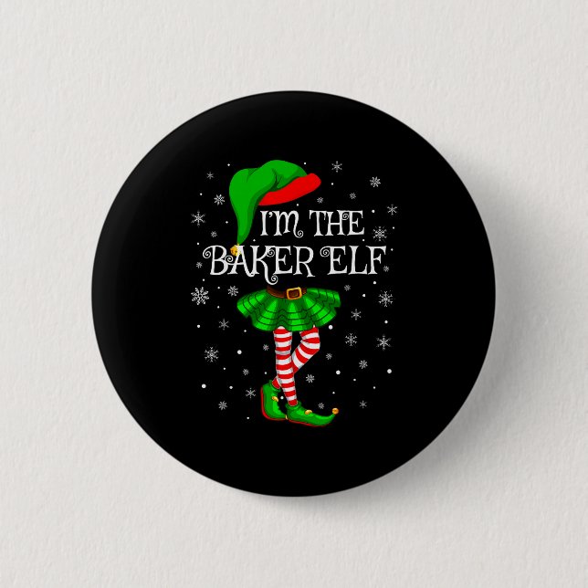 Family Matching Women Girls I'm The Baker Elf Chri 6 Cm Round Badge (Front)