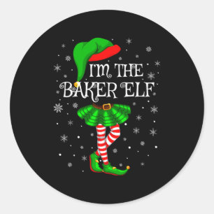 Family Matching Women Girls I'm The Baker Elf Chri Classic Round Sticker