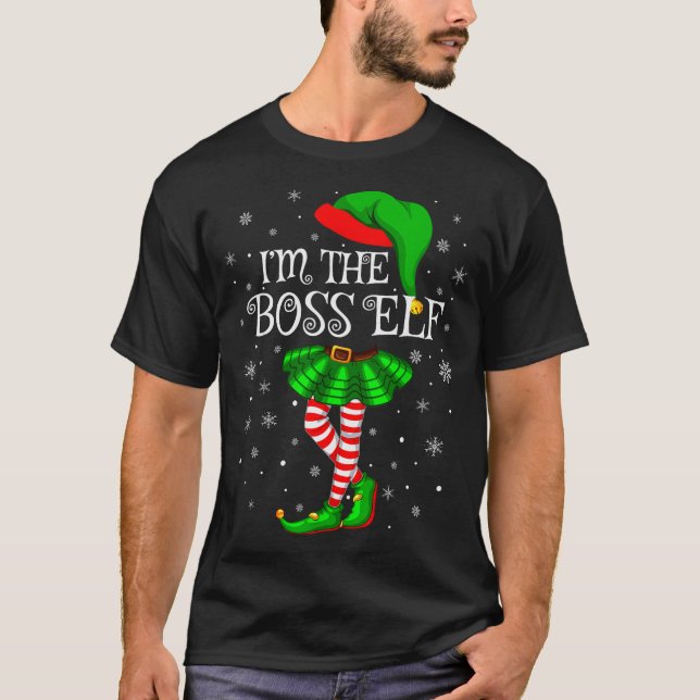 Family Matching Women Girls I'm The Boss Elf Chris T-Shirt (Front)