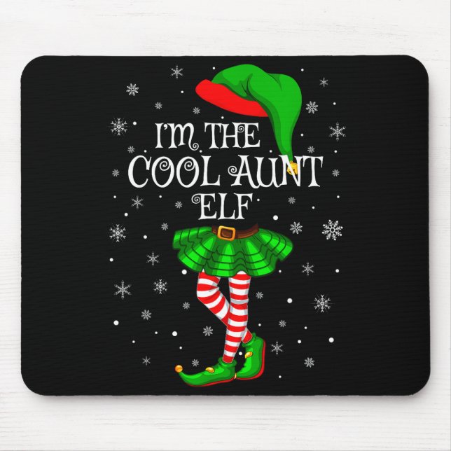 Family Matching Women Girls I'm The Cool Aunt Elf  Mouse Mat (Front)