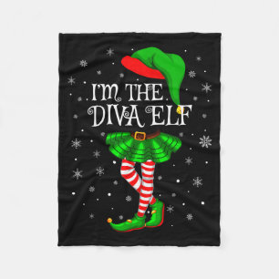 Family Matching Women Girls I'm The Diva Elf Chris Fleece Blanket