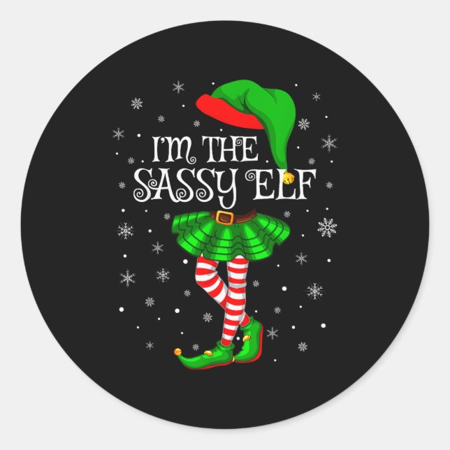 Family Matching Women Girls I'm The Sy Elf Christm Classic Round Sticker (Front)
