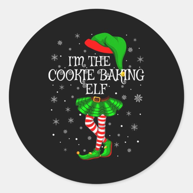 Family Matching Women Girls The Cookie Baking Elf  Classic Round Sticker (Front)