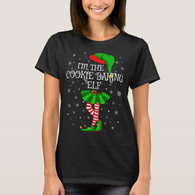 Family Matching Women Girls The Cookie Baking Elf  T-Shirt (Front)